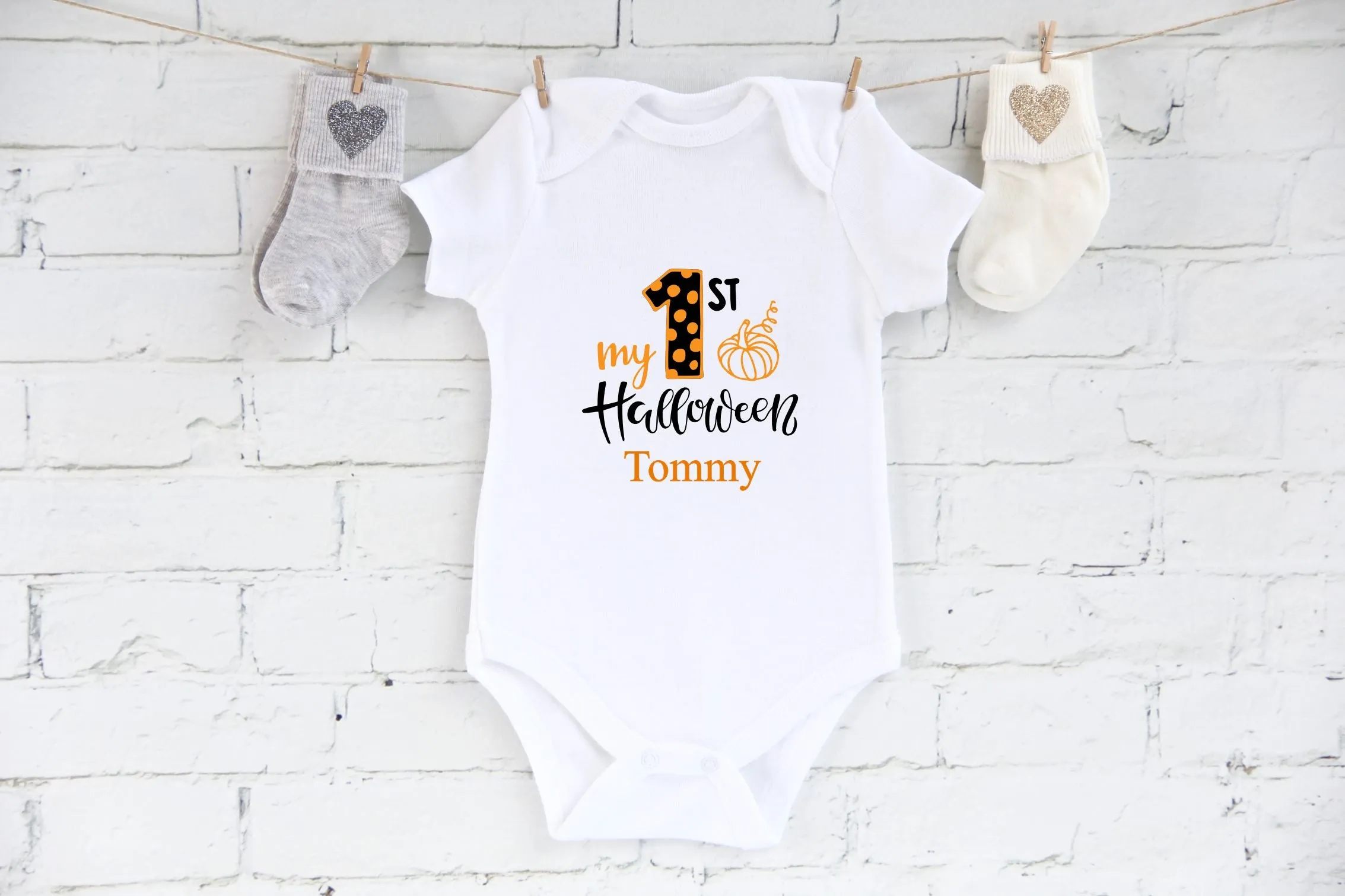 Personalised First Halloween Pumpkin Baby Outfit Baby Halloween Costume Gift Personalised First Halloween Sleepsuit or Vest