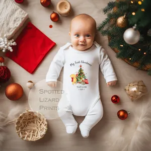 Personalised My First Christmas Baby Outfit- My First Christmas Baby Vest or Sleepsuit - 1st Xmas Winnie the Pooh