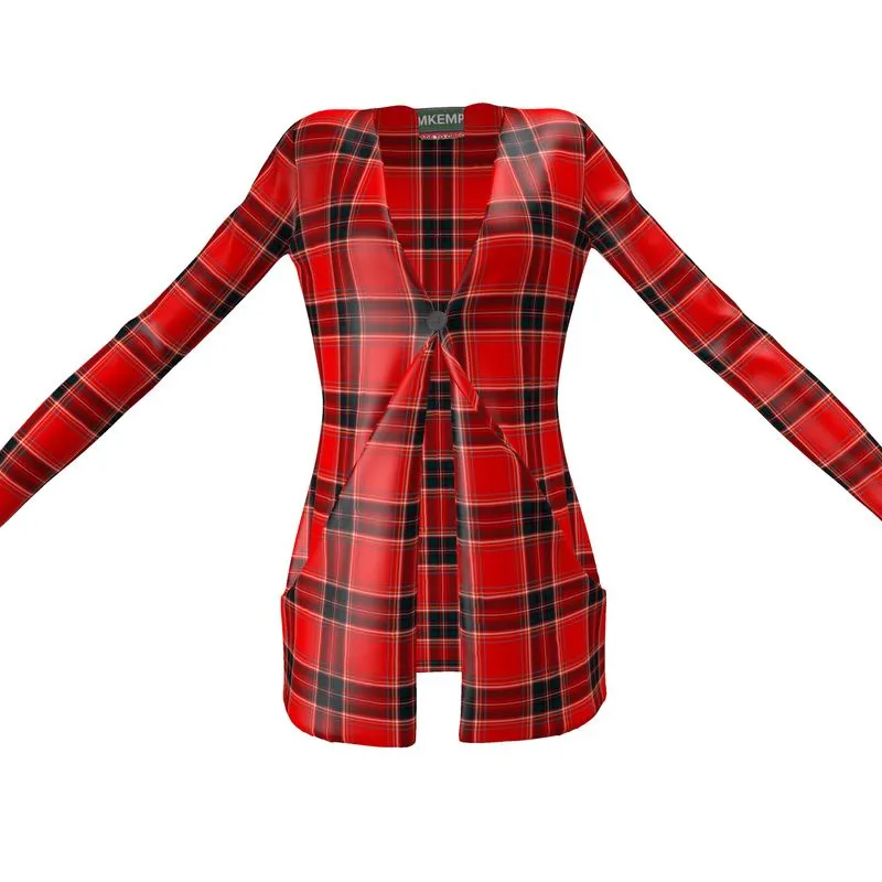 Plaid Ladies Cardigan With Pocket