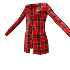 Plaid Ladies Cardigan With Pocket