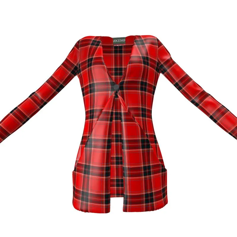 Plaid Ladies Cardigan With Pocket
