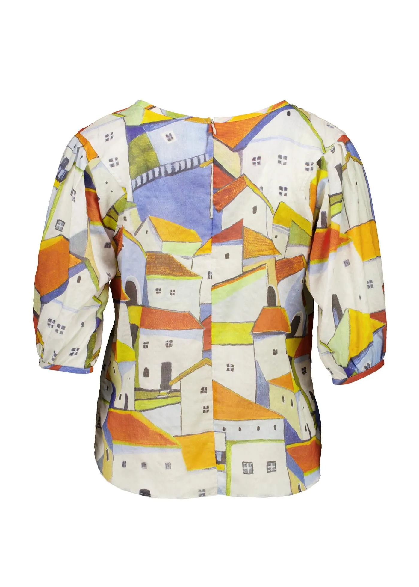 Pueblito Blouse Orange in Seersucker