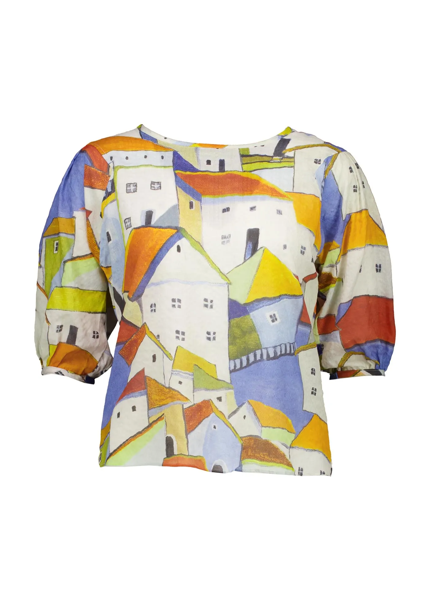Pueblito Blouse Orange in Seersucker