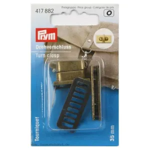 Rectangle Turn Clasp - Antique Brass - 35mm
