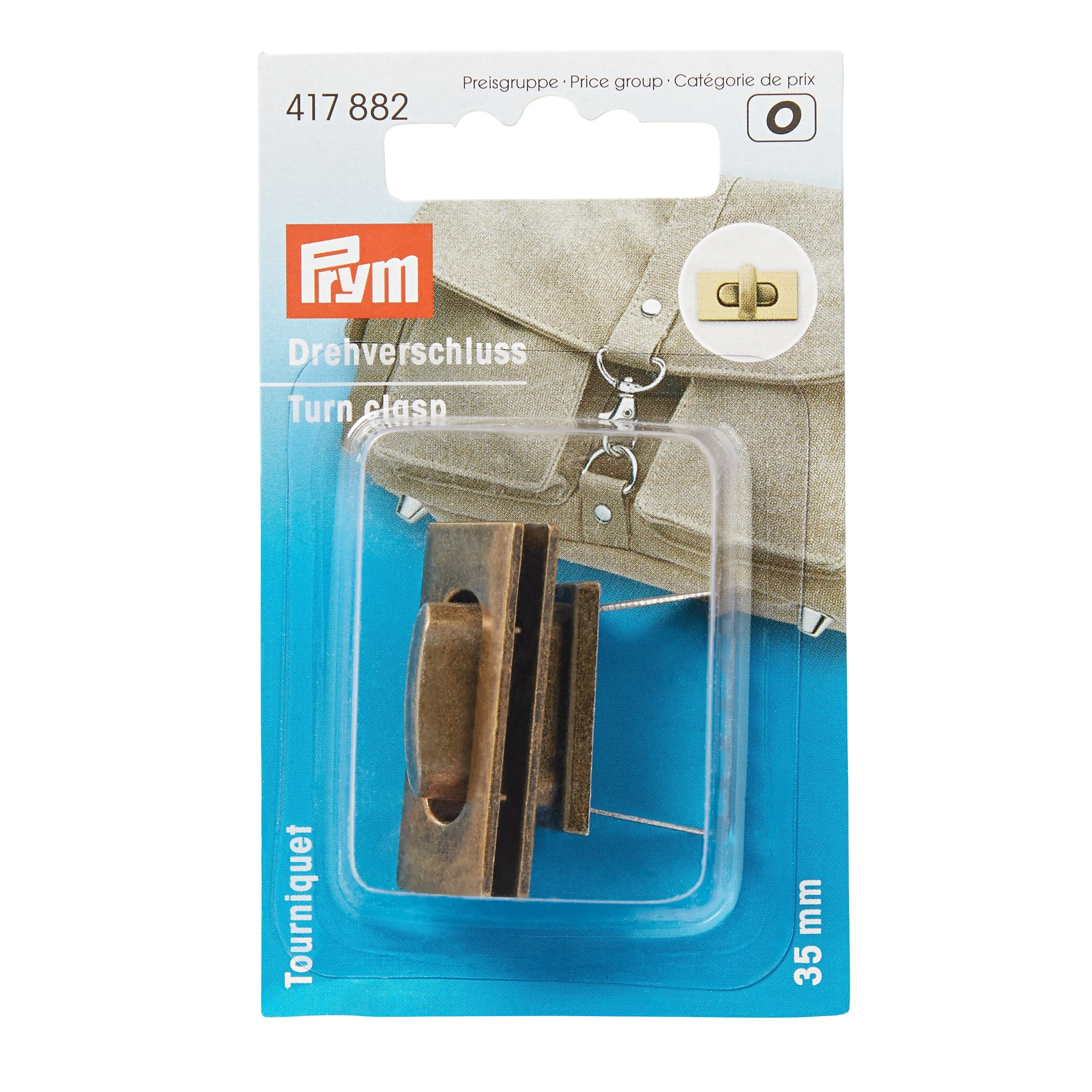 Rectangle Turn Clasp - Antique Brass - 35mm
