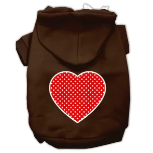 Red Swiss Dot Heart Screen Print Pet Hoodies Brown Size Med (12)