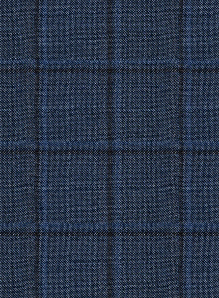 Reda Casi Blue Checks Wool Jacket