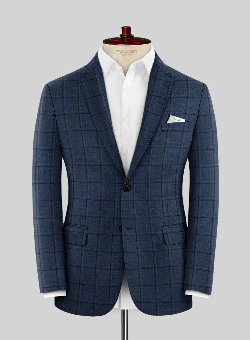 Reda Casi Blue Checks Wool Jacket