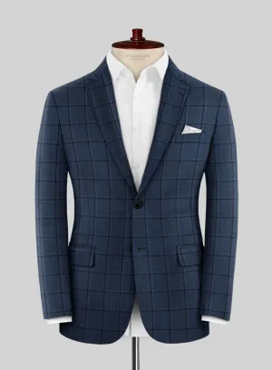 Reda Casi Blue Checks Wool Jacket