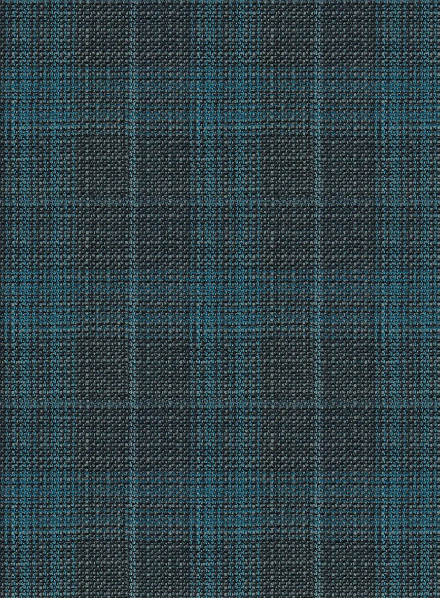 Reda Cyan Green Checks Wool Jacket