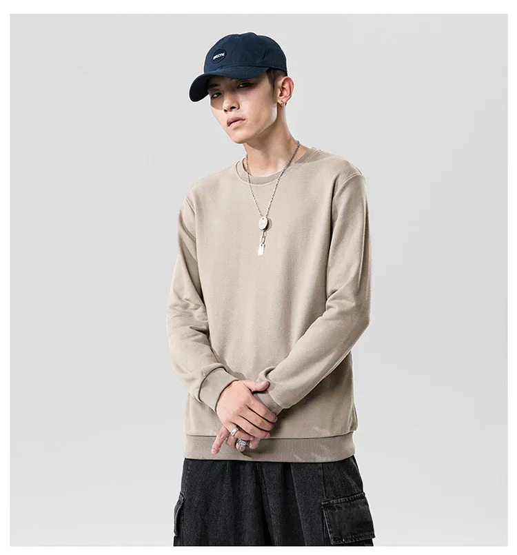 Round-Neck Long Sleeved Sweatshirt Trendy Tops Matching Outerwear