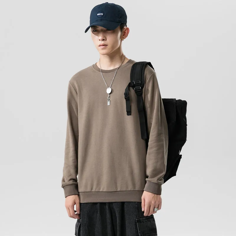 Round-Neck Long Sleeved Sweatshirt Trendy Tops Matching Outerwear