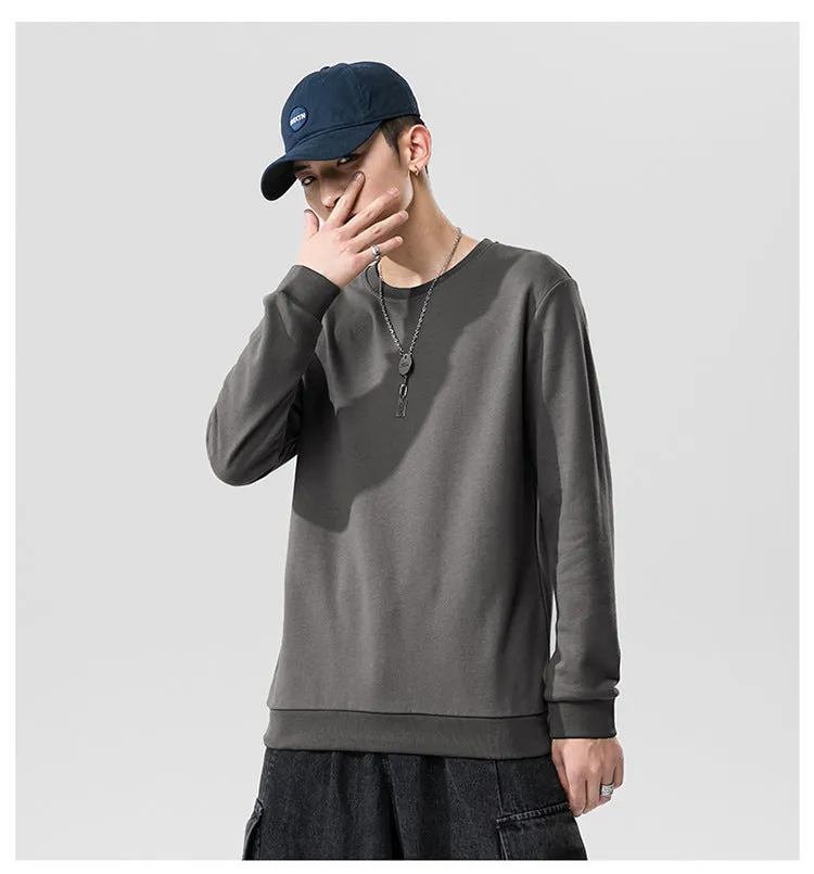 Round-Neck Long Sleeved Sweatshirt Trendy Tops Matching Outerwear