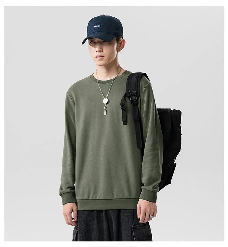Round-Neck Long Sleeved Sweatshirt Trendy Tops Matching Outerwear