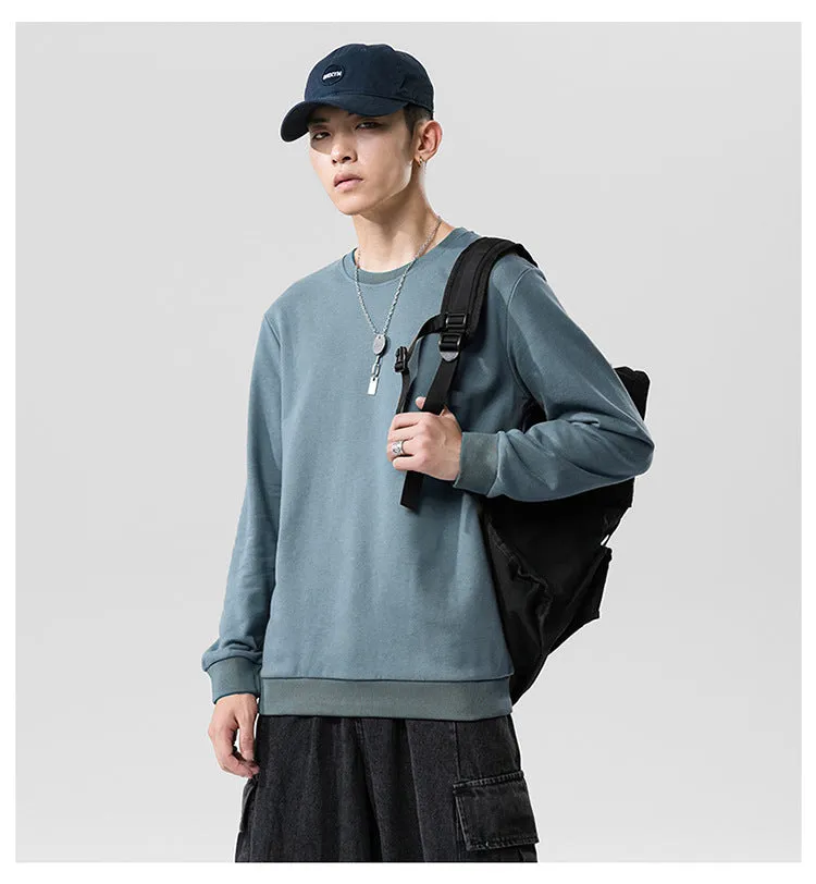 Round-Neck Long Sleeved Sweatshirt Trendy Tops Matching Outerwear