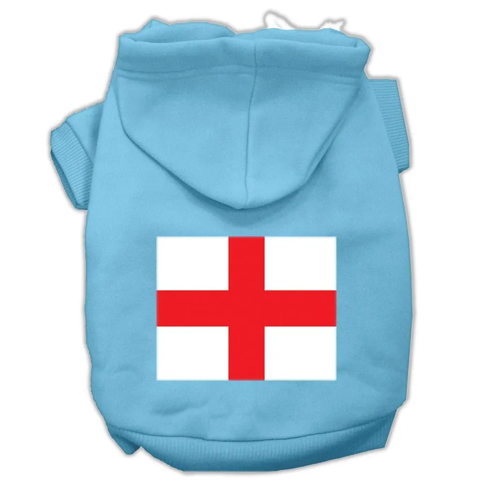 St. George's Cross (English Flag) Screen Print Pet Hoodies Baby Blue Size XXXL (20)