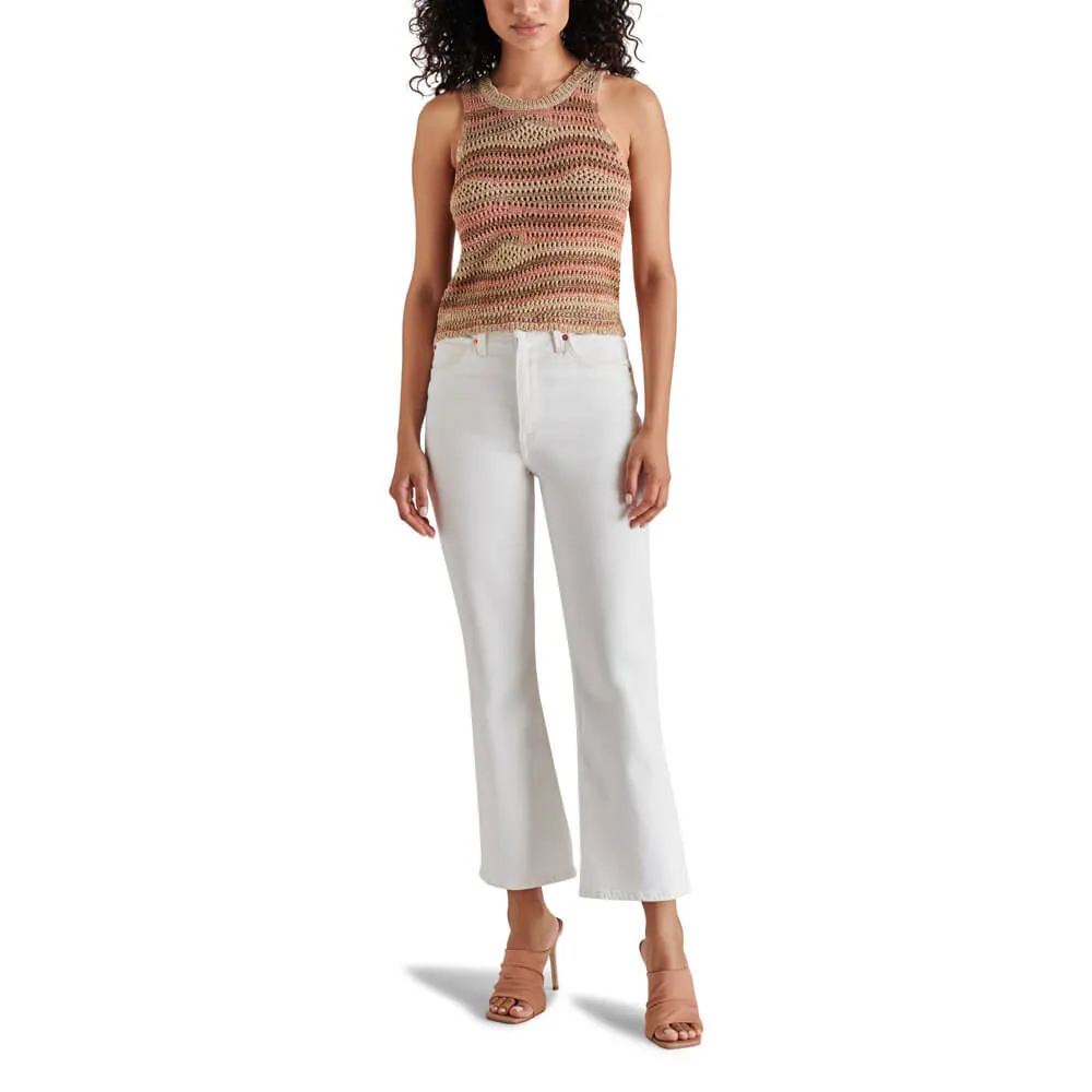 Steve Madden Hannah Metallic Open Stitch Sleeveless Sweater