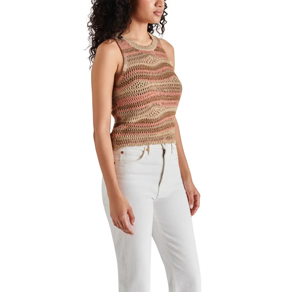 Steve Madden Hannah Metallic Open Stitch Sleeveless Sweater