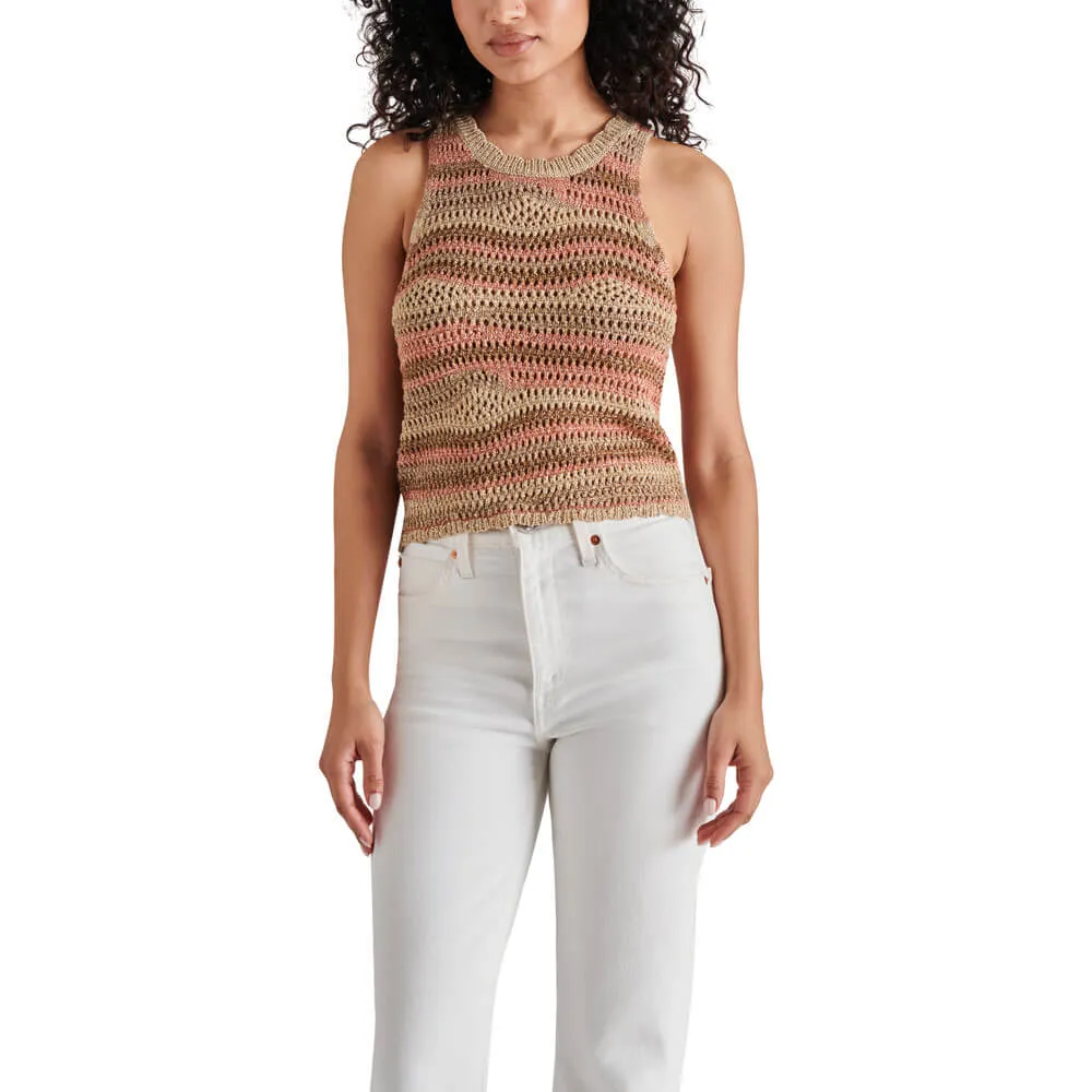 Steve Madden Hannah Metallic Open Stitch Sleeveless Sweater