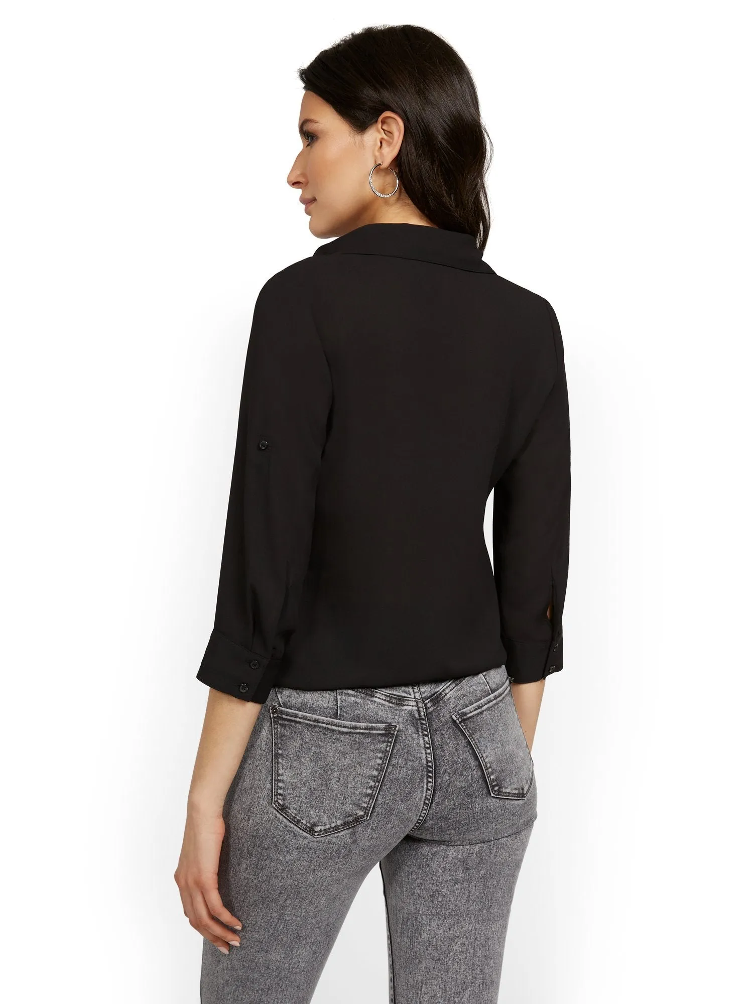 Tall Split-Neck Double Pocket Top