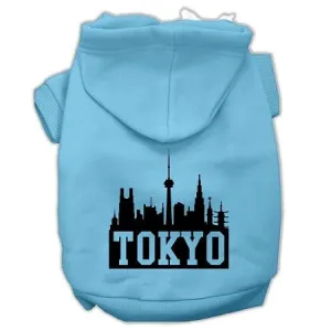 Tokyo Skyline Screen Print Pet Hoodies Baby Blue Size XXXL (20)