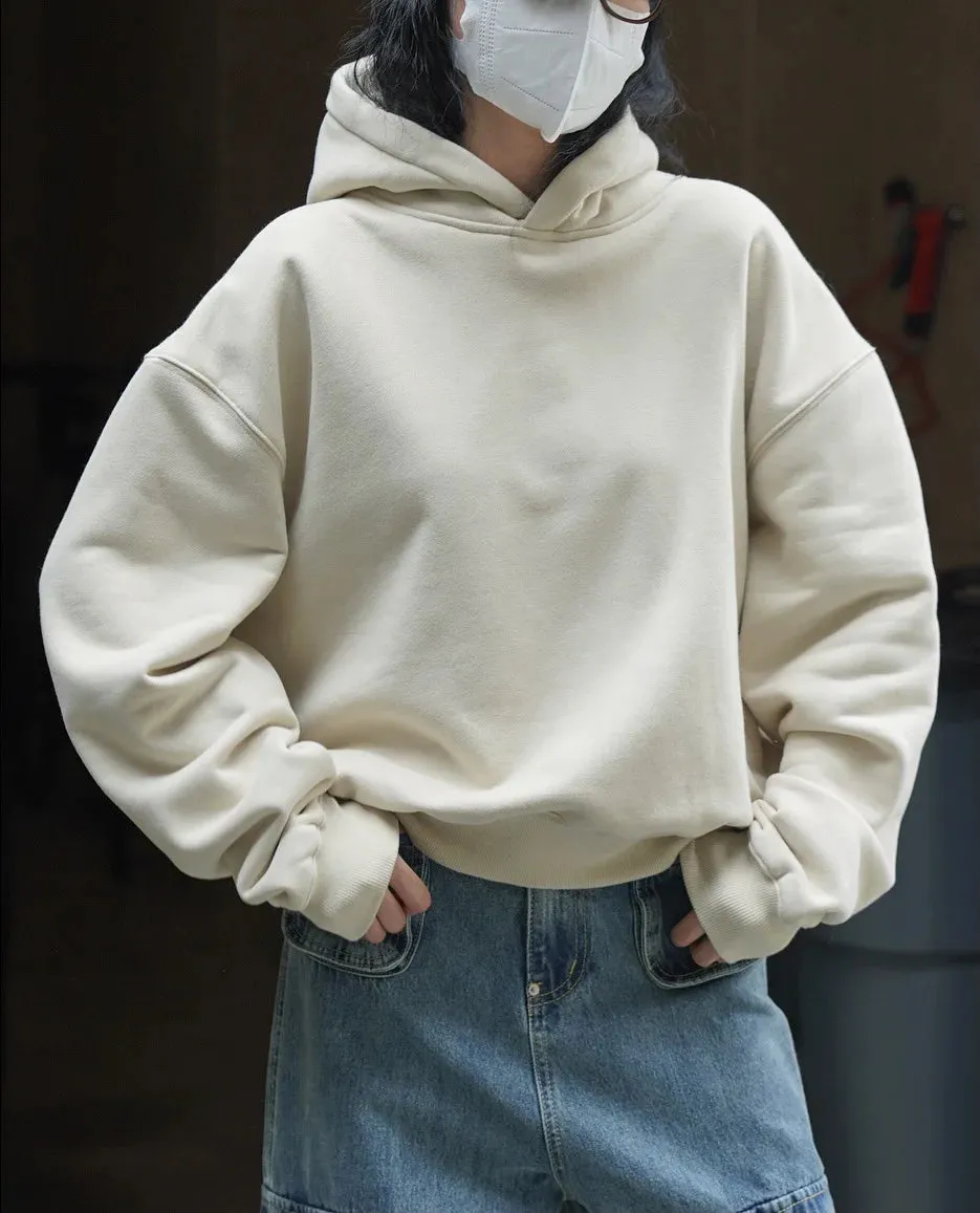 Toleet Y2K Street Style Autumn and Winter Women's Casual Solid Hooded Loose Sweatshirt