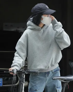 Toleet Y2K Street Style Autumn and Winter Women's Casual Solid Hooded Loose Sweatshirt