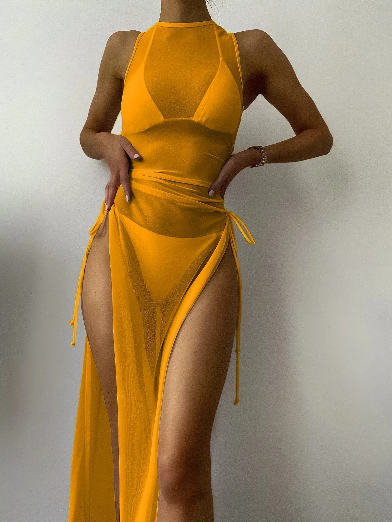 Trendy Fashion Mesh One Piece Swim Wear
