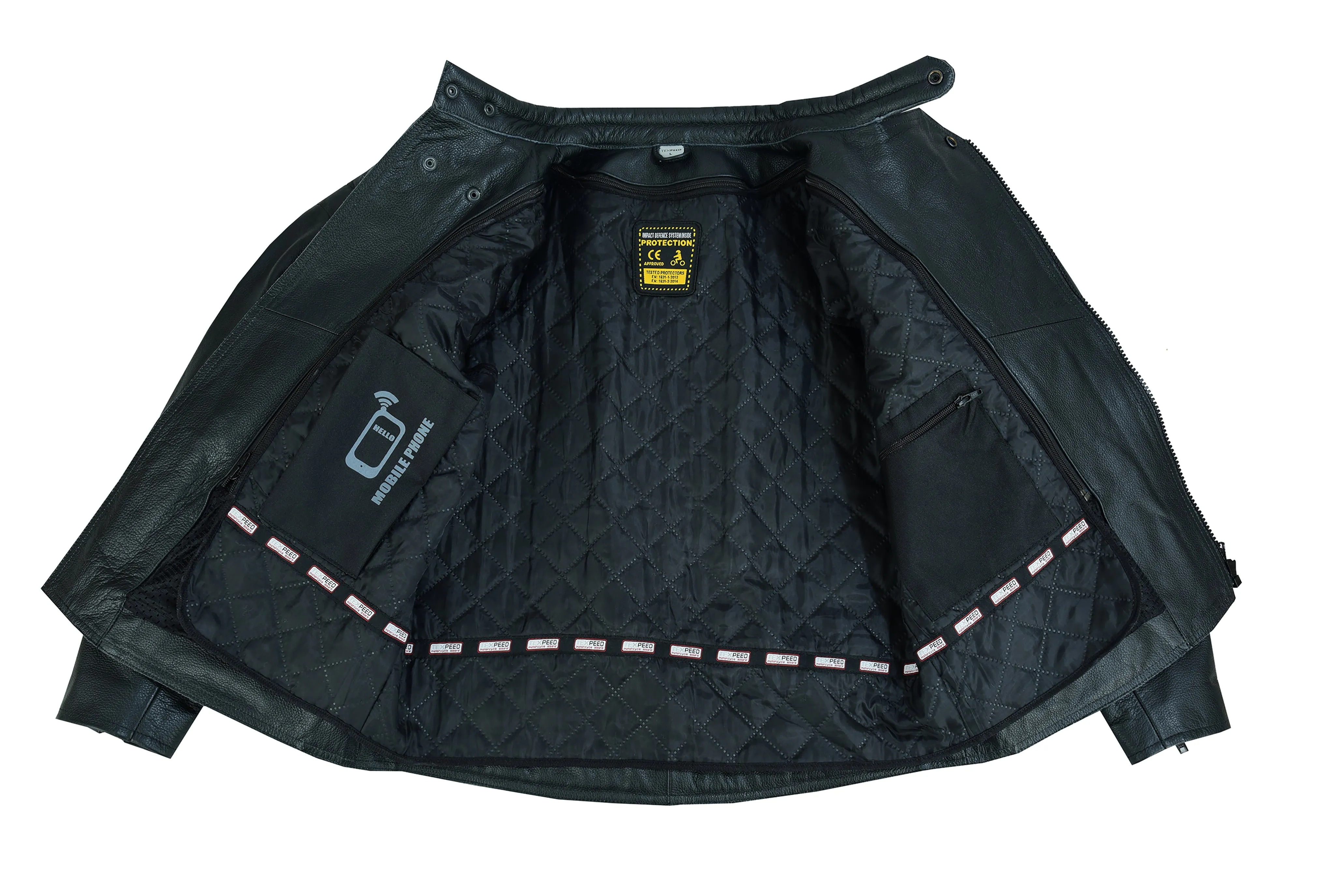 Twin Zipped Black Leather Motorcycle Jacket
