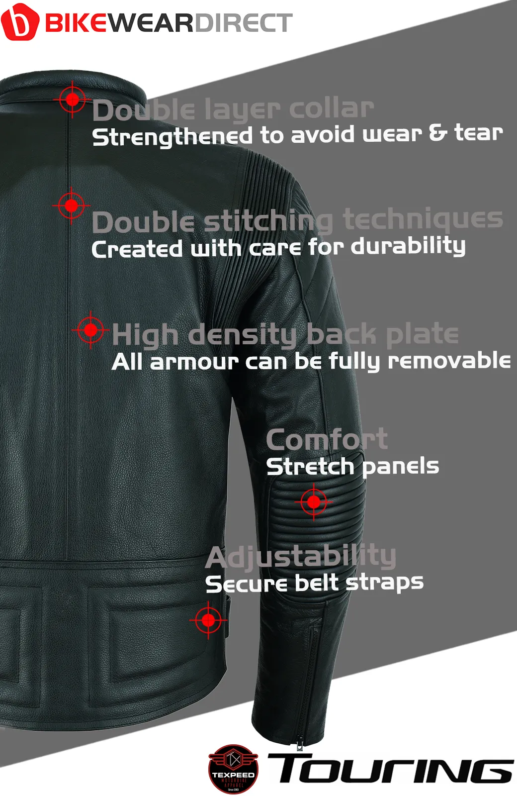 Twin Zipped Black Leather Motorcycle Jacket