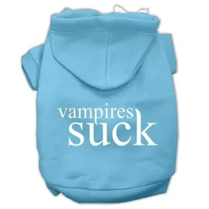 Vampires Suck Screen Print Pet Hoodies Baby Blue Size S (10)