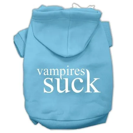 Vampires Suck Screen Print Pet Hoodies Baby Blue Size S (10)