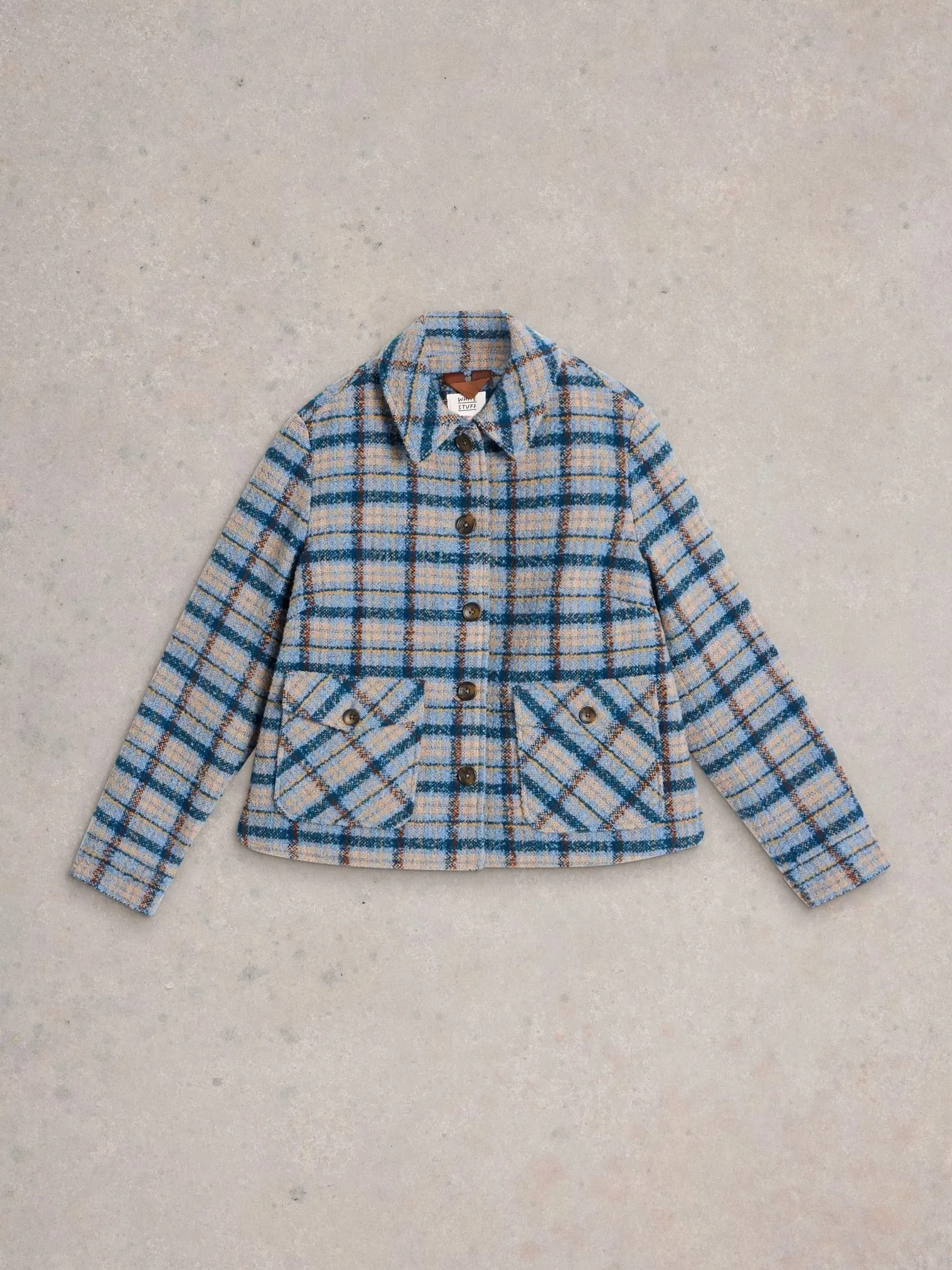 White Stuff Amelia Check Jacket Blue MLT