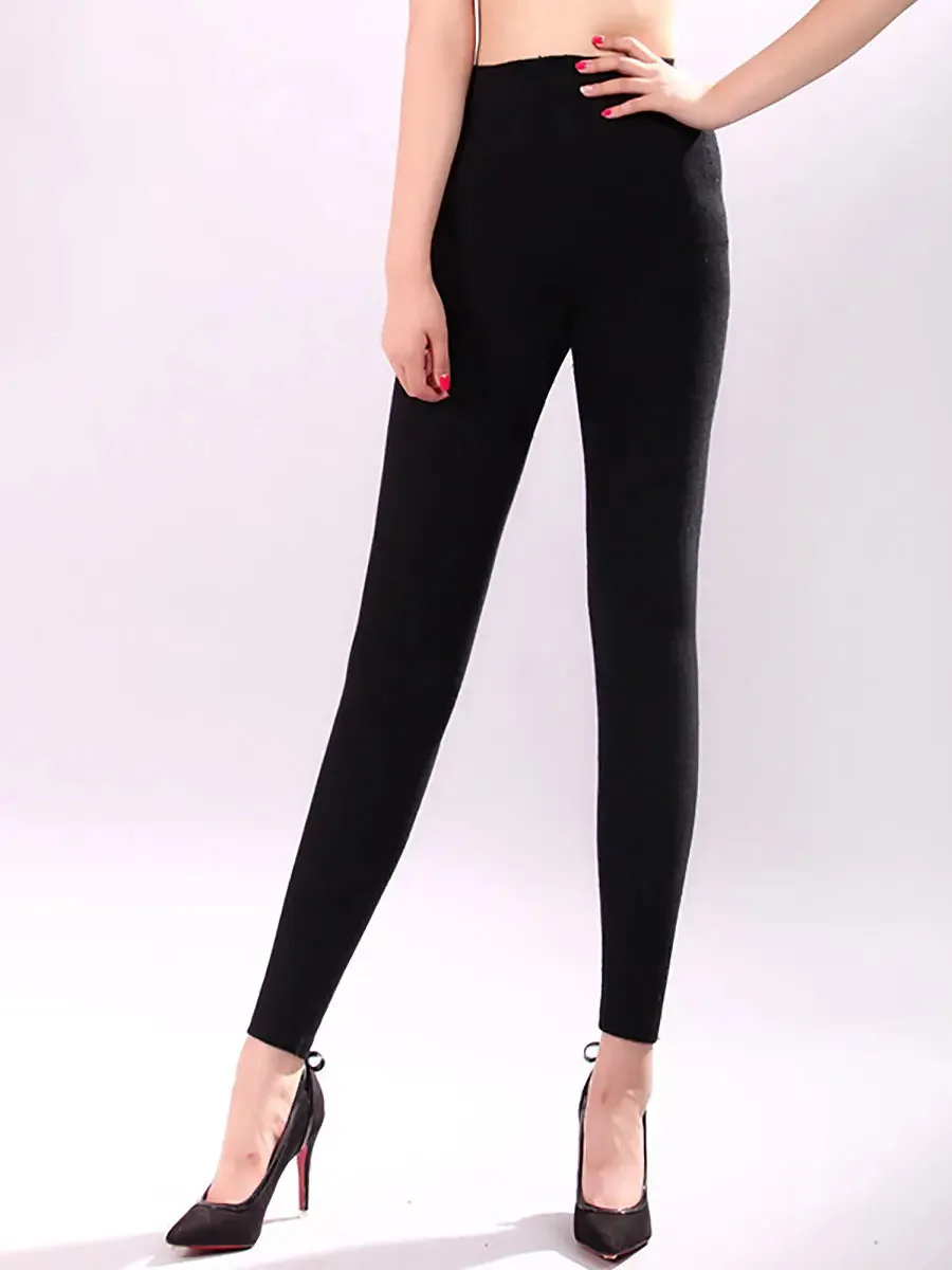 Women  Solid Wool Thick Leggings