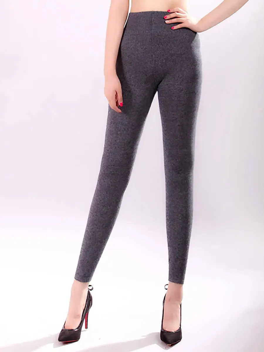 Women  Solid Wool Thick Leggings