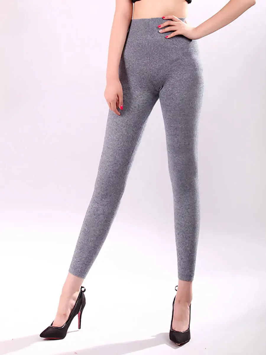 Women  Solid Wool Thick Leggings
