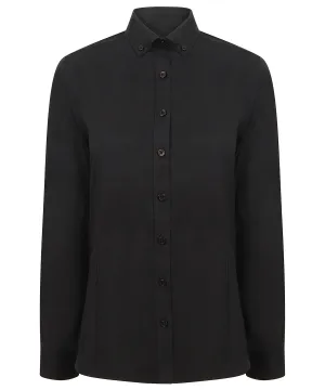 Womens modern long sleeve Oxford shirt | Black