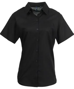 Womens signature Oxford short sleeve shirt | Black