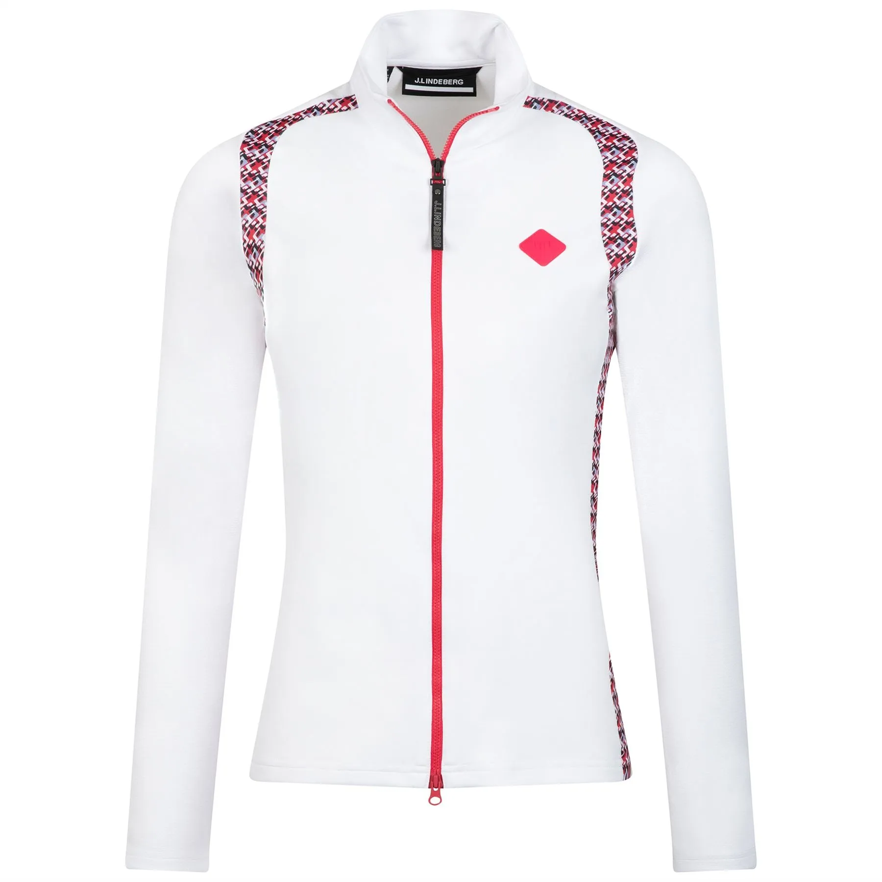 Womens Solar Print Full Zip Mid Layer JL Micro Bridge Rose Red - AW23