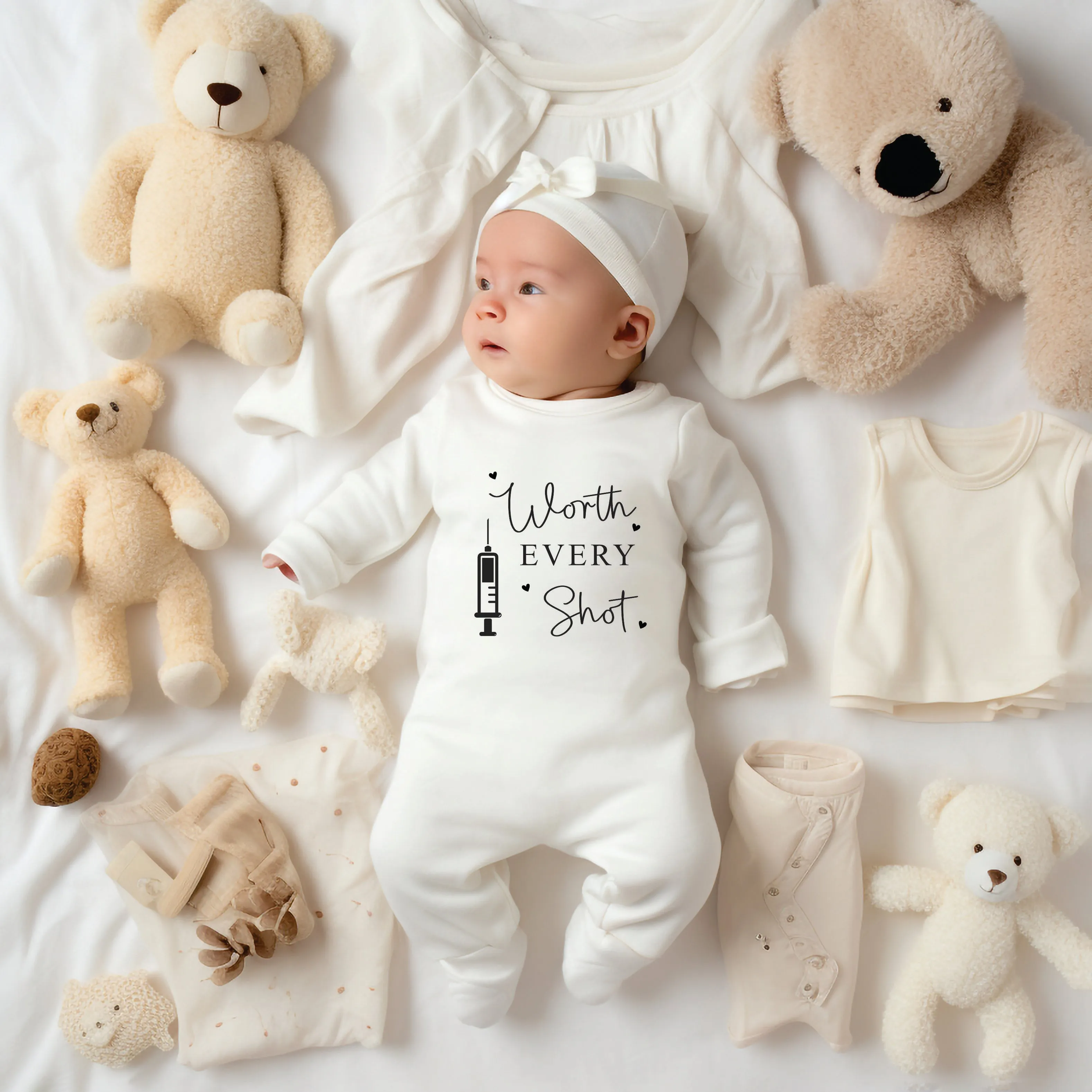 Worth Every Shot Baby Vest Miracle Baby Grow IVF Baby VEST Bodysuit Baby Grow