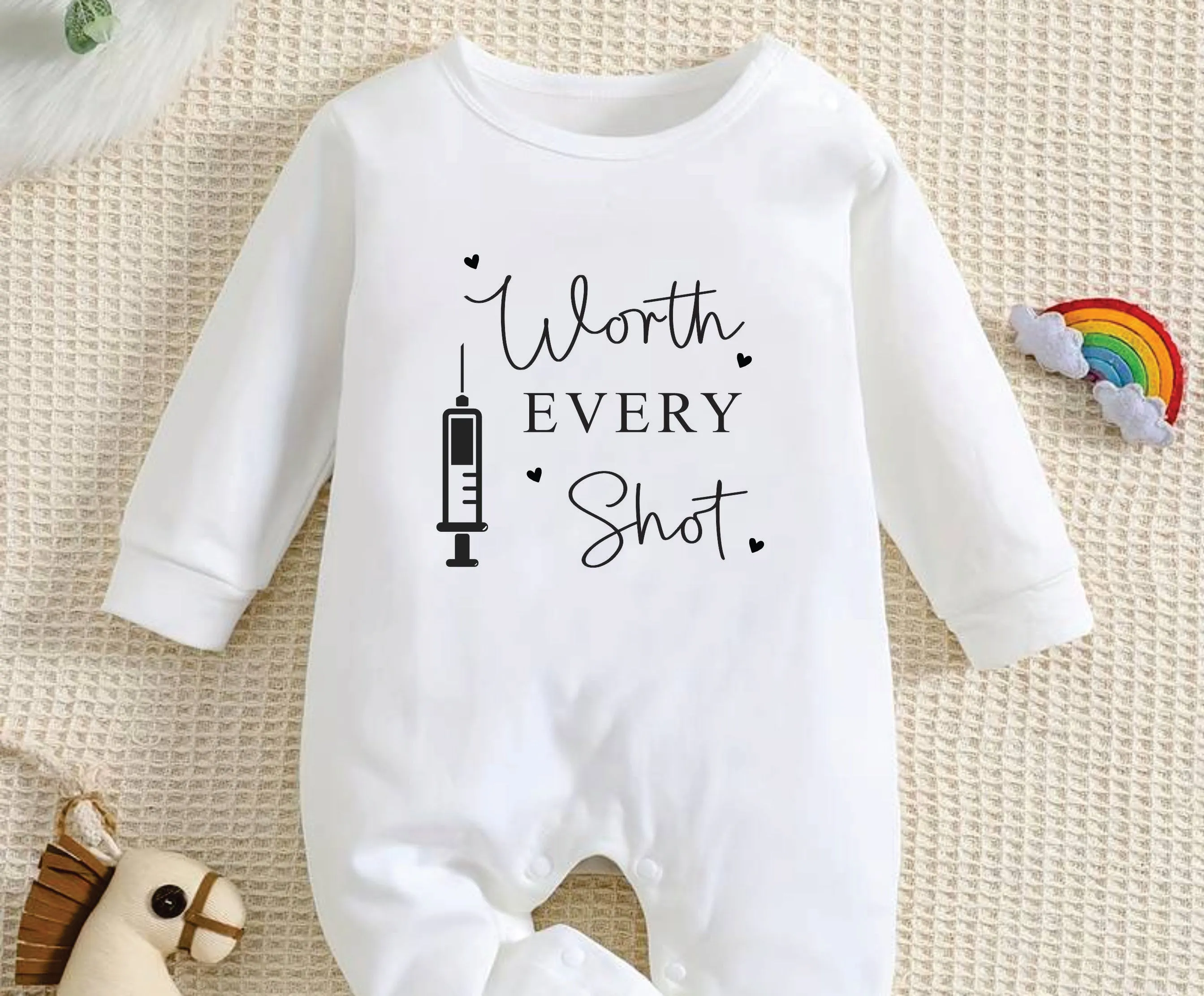Worth Every Shot Baby Vest Miracle Baby Grow IVF Baby VEST Bodysuit Baby Grow