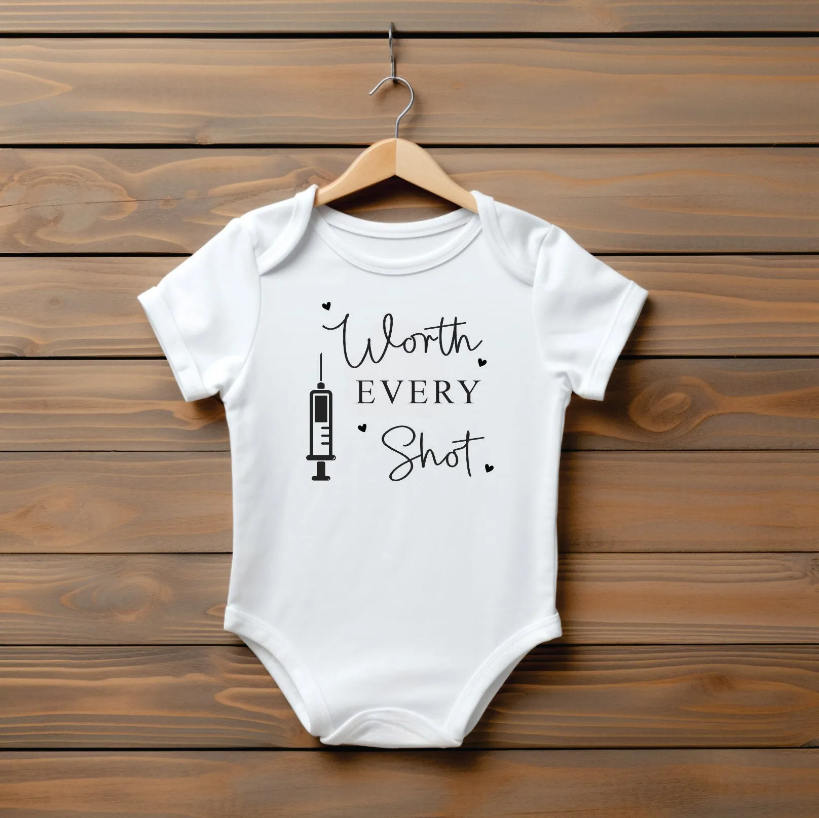 Worth Every Shot Baby Vest Miracle Baby Grow IVF Baby VEST Bodysuit Baby Grow