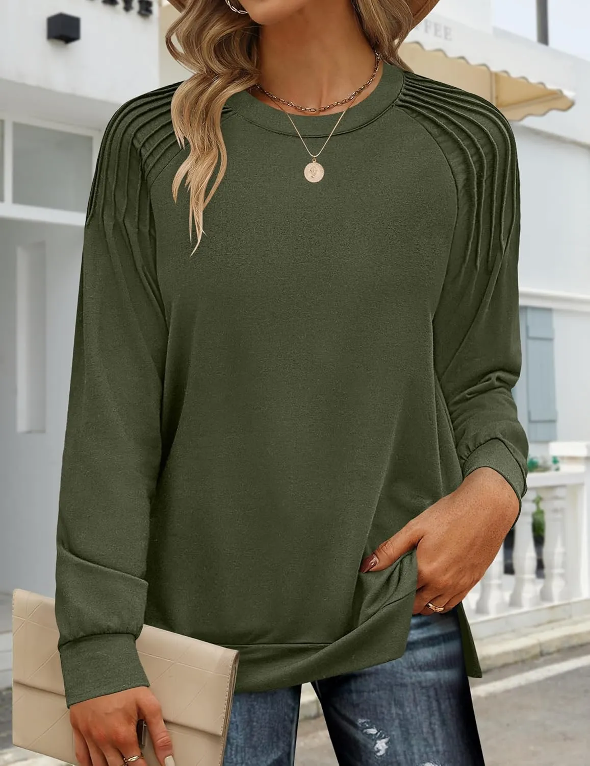 Zeagoo Womens Crewneck Sweatshirt Long Sleeve Tunic Tops