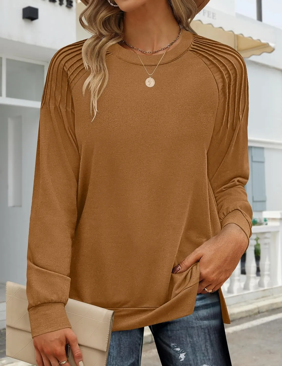 Zeagoo Womens Crewneck Sweatshirt Long Sleeve Tunic Tops